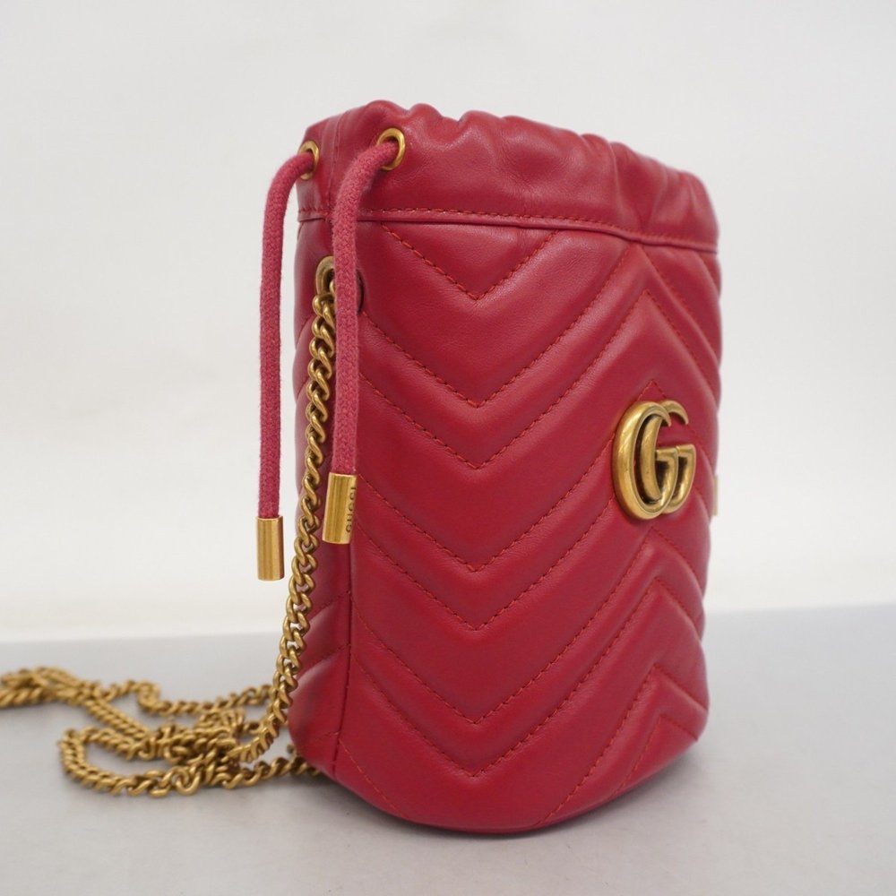 Gucci GG Marmont Shoulder Bag 575163 0416 Leather Red Women's - Picture 2 of 9